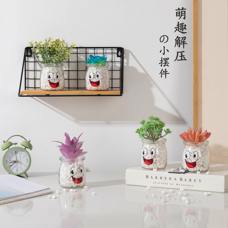创意假多肉仿真植物桌面小摆件客厅可爱摆设家居装饰品绿植盆栽花