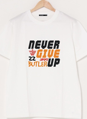 热火队T恤22号吉米巴特勒短袖永不放弃夏季男士打底衫纯棉半袖潮