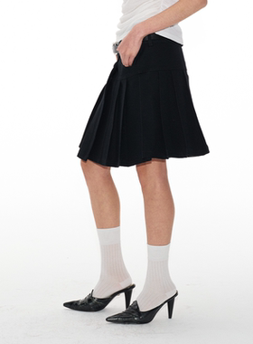 JCAESAR KILT 四扣帆布褶裙 全棉珠地 前工字褶 多褶结构 A字中裙