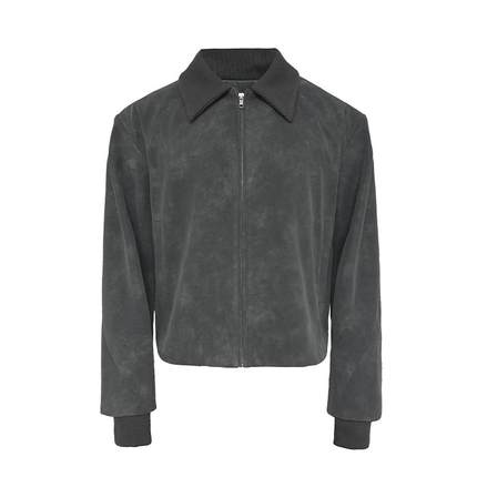 JCAESAR FUR COAT 螺纹袖皮衣 雾面效果 袖口内收螺纹 插肩结构