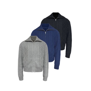 绞花花型 高克重毛纱 多色 SWEATER提花菱格坑条高领毛衣 JCAESAR