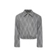 FLEECE JACKET 灰菱格抽绳夹绒夹克 JCAESAR 毛呢醋酸 合体短