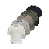 螺纹下摆袖 JCAESAR 竖纹肌理合体修身 POLO领冰丝针织短袖 口 TEE