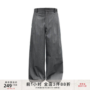 轻盈挺阔 JCAESAR PLAID PANTS泡泡褶格纹长裤 腰头打褶 直筒阔腿