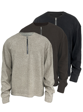 JCAESAR HALF-ZIPPER  SLEEVE 肌理纹半拉链长袖 Excella拉链毛衣