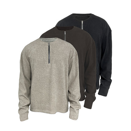 JCAESAR HALF-ZIPPER  SLEEVE 肌理纹半拉链长袖 Excella拉链毛衣