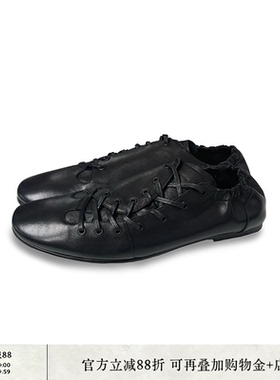 JCAESAR LEATHER SHOES 斜系带抽褶德训皮鞋 头层牛皮 后脚口抽褶
