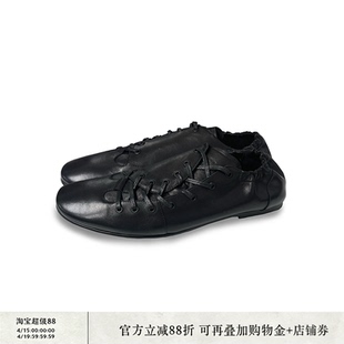 JCAESAR LEATHER SHOES 斜系带抽褶德训皮鞋 头层牛皮 后脚口抽褶