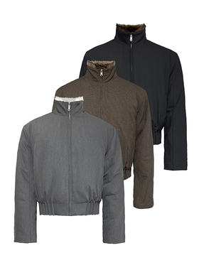 JCAESAR COAT 正反两穿立体褶皮草外套 高克重混纺棉 收下摆 多色