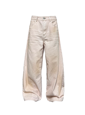 JCAESAR PINK DENIMS 擦脏压褶丹宁粉色牛仔裤 baggy手工自然做旧