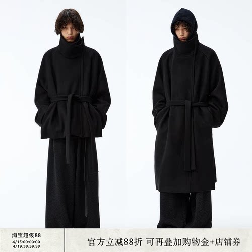JCAESAR COAT 斜拉链系带大衣 高克重60%羊毛 微宽松 长短双版本