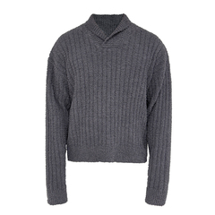 JCAESAR SWEATER 青果领毛衣 毛巾质感肌理 紫调冷灰配色 高克重