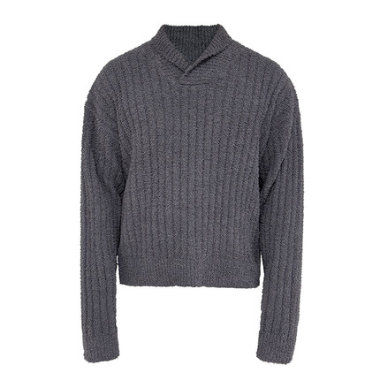 JCAESAR SWEATER 青果领毛衣 毛巾质感肌理 紫调冷灰配色 高克重