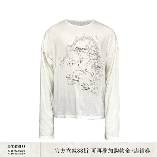 JCAESAR LONG SLEEVES 钢琴曲印花长袖 多美天丝羊毛 合体落肩