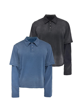 JCAESAR LONG SLEEVE 假两件水洗POLO长袖 日晒褪色 短宽版型