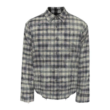 JCAESAR WASHED PLAID SHIRT 水洗做旧磨毛褪色衬衫 破坏设计长袖