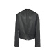 LEATHER JACKET 异形领按扣皮衣 JCAESAR 蜡感硬挺皮料 下摆开叉