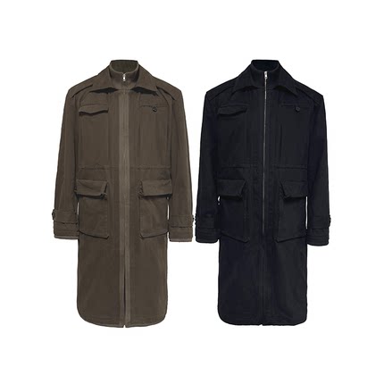 JCAESAR TRENCH COAT多口袋螺纹拼接风衣 肩甲裁片 微宽松