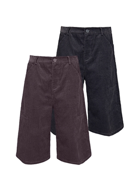 JCAESAR FLEECE CAPRI PANTS条纹灯芯绒七分裤A字版型 侧口袋设计