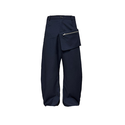 JCAESAR WORKWEAR TROUSERS 双腰工装侧袋长裤 黑蓝面料 蜂窝肌理