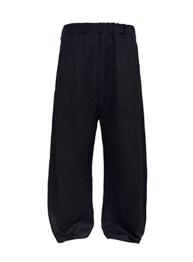 JCAESAR PANTS针织低裆长裤 人字纹肌理 垂感黑色休闲裤 直筒宽松