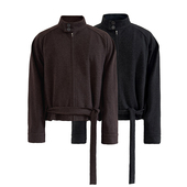 JCAESAR 高克重混纺毛料 绑带插肩哈林顿夹克 LACED JACKET