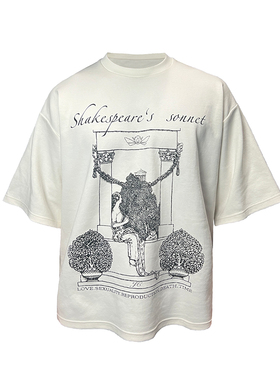 JCAESAR SHAKESPEARE 莎士比亚诗歌短袖 海岛棉300克重磅白色T恤