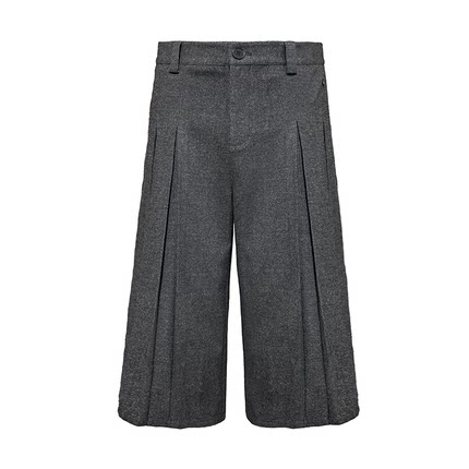 JCAESAR PANTS 花灰色工字褶七分裤 斜纹面料 舒适轻薄西裤 百搭