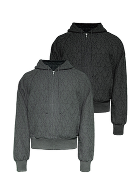 JCAESAR ZIPPER HOODIE枯树提花卫衣 提花肌理 短宽插肩袖 可抽褶