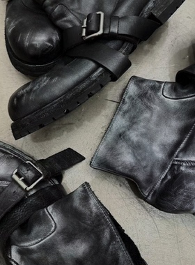 JCAESAR BOOTS做旧霜冻绑带工程师靴 固特异 阿根廷牛皮 真皮大底