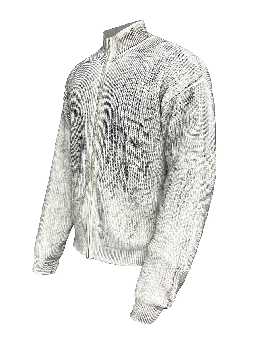 JCAESAR 23FW DIRTY CARBON 카본 스테인드 터틀넥 스웨터 가디건 더티 염색 YKK 지퍼 스웨터