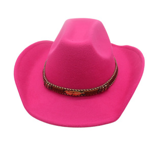 新款四季男女高级感礼帽民族欧美英伦风西部牛仔帽翘边帽