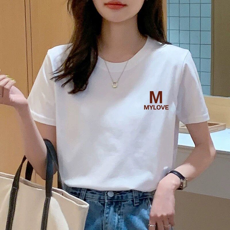 欧洲站白色短袖t恤女2025新款夏季高端正肩丝光纯棉宽松女士上衣