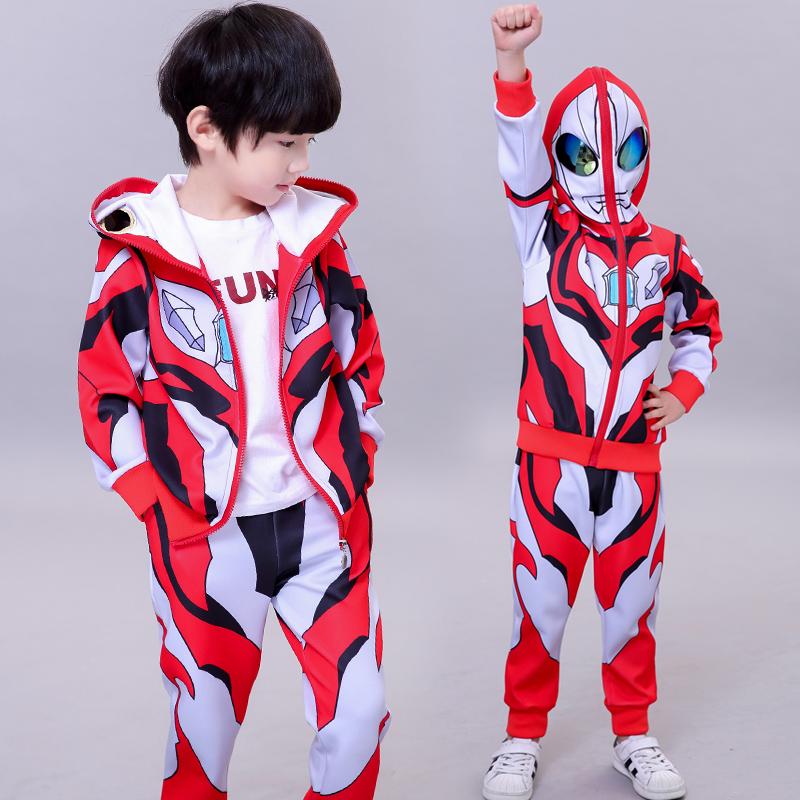 捷德正版奥特曼衣服男童春装套装万圣/圣诞/儿童节用