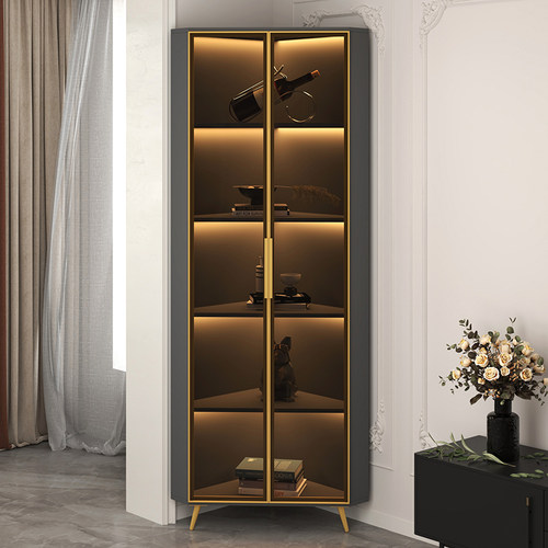 轻奢实木角柜转角柜墙角柜三角柜拐角置物架客厅收纳柜酒柜