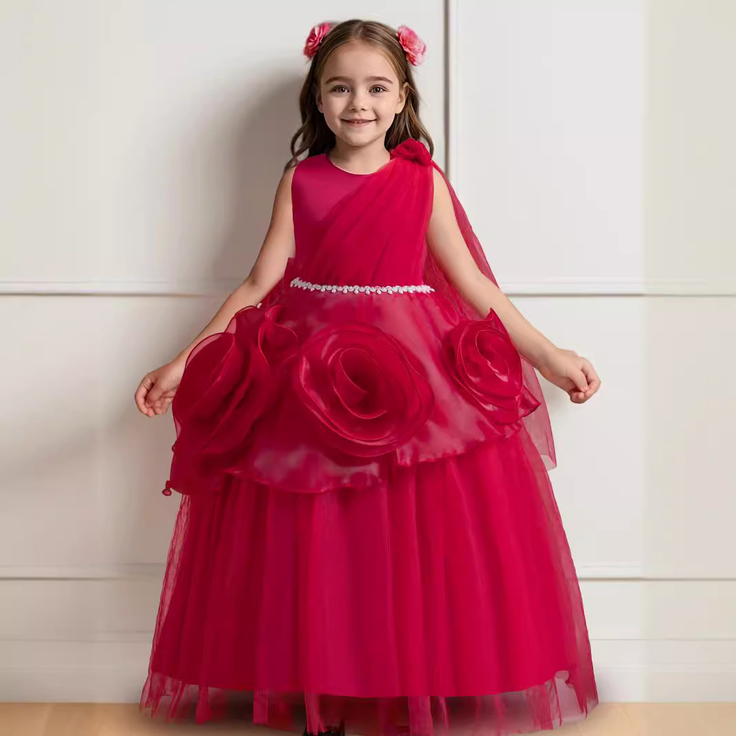 欧美儿童礼服公主裙蓬蓬裙花童Kids dress圣诞演出走秀长款婚礼服