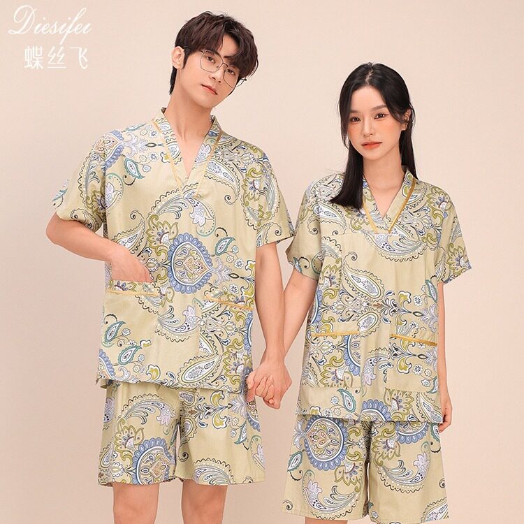 棉汗蒸服新款大码套装足疗家居服睡衣按摩洗浴中心款浴衣