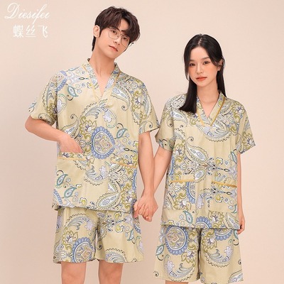 棉汗蒸服新款大码套装足疗家居服睡衣按摩洗浴中心款浴衣