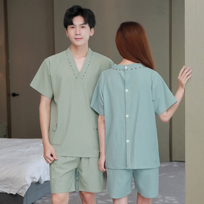 新款棉汗蒸服男女情侣款大码艾灸服理疗服美容服后背开扣按摩服