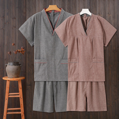 艾灸服 背开扣汗蒸服男女后开衫按摩针灸采耳服推背理疗服 头疗服
