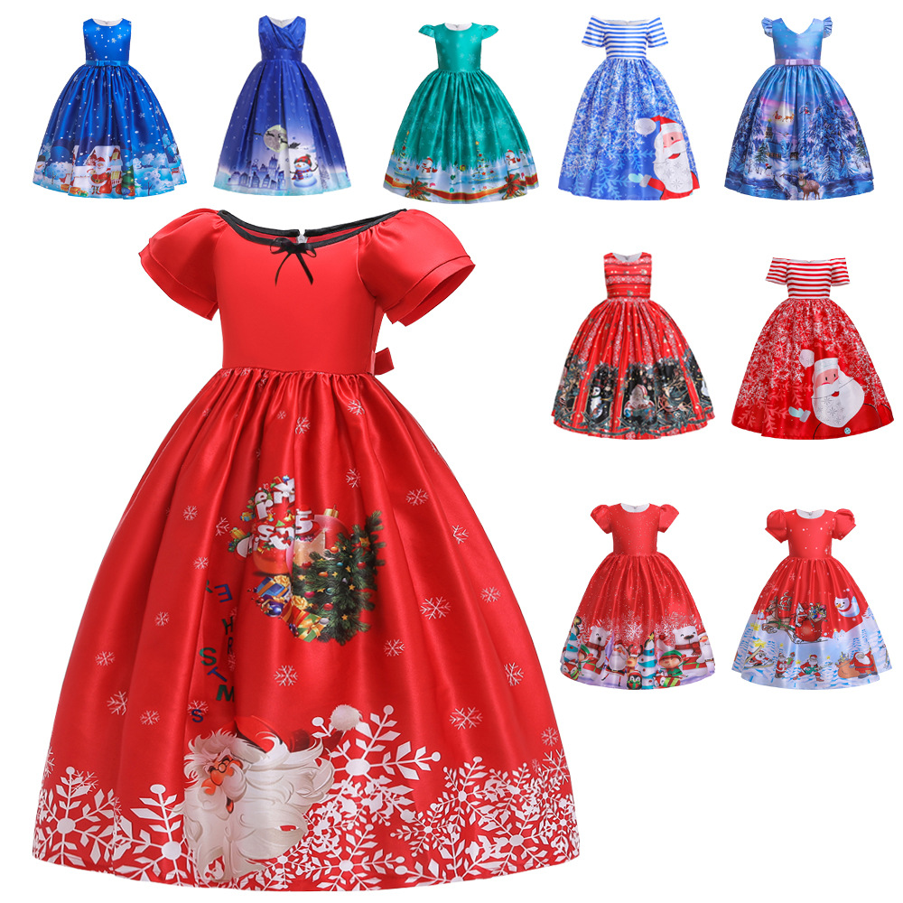 圣诞老人雪花长裙公主风儿童礼服