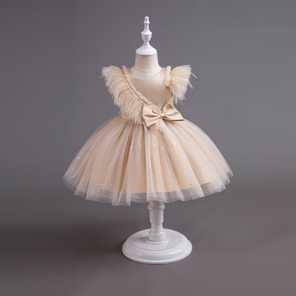 亚马逊新款女童童礼服女童连衣裙蓬蓬纱钢琴演出公主裙跨境