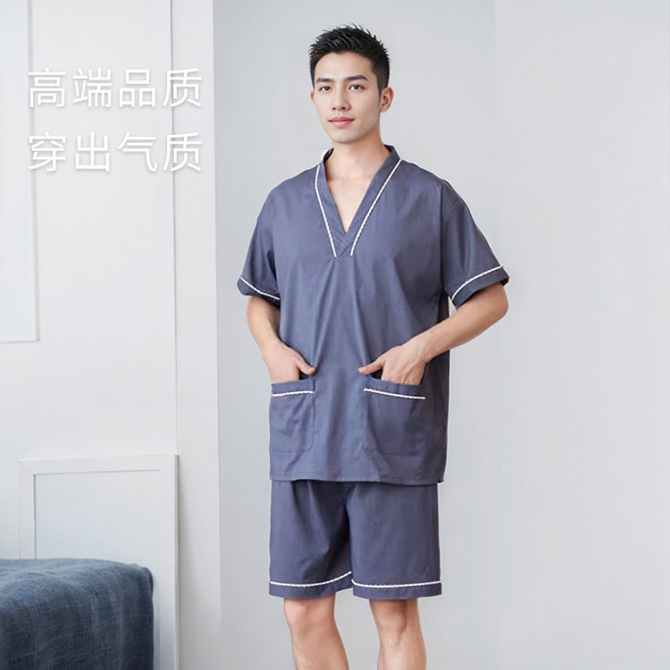 高档弹力苎麻浴服汗蒸服桑拿服男女款宽松版棉麻浴衣酒店按摩足浴