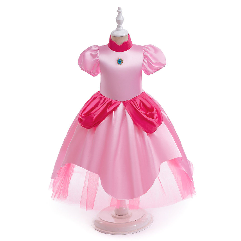 万圣儿童Peach桃子公主玛丽马里奥游戏服圣诞粉色碧琪公主裙跨境