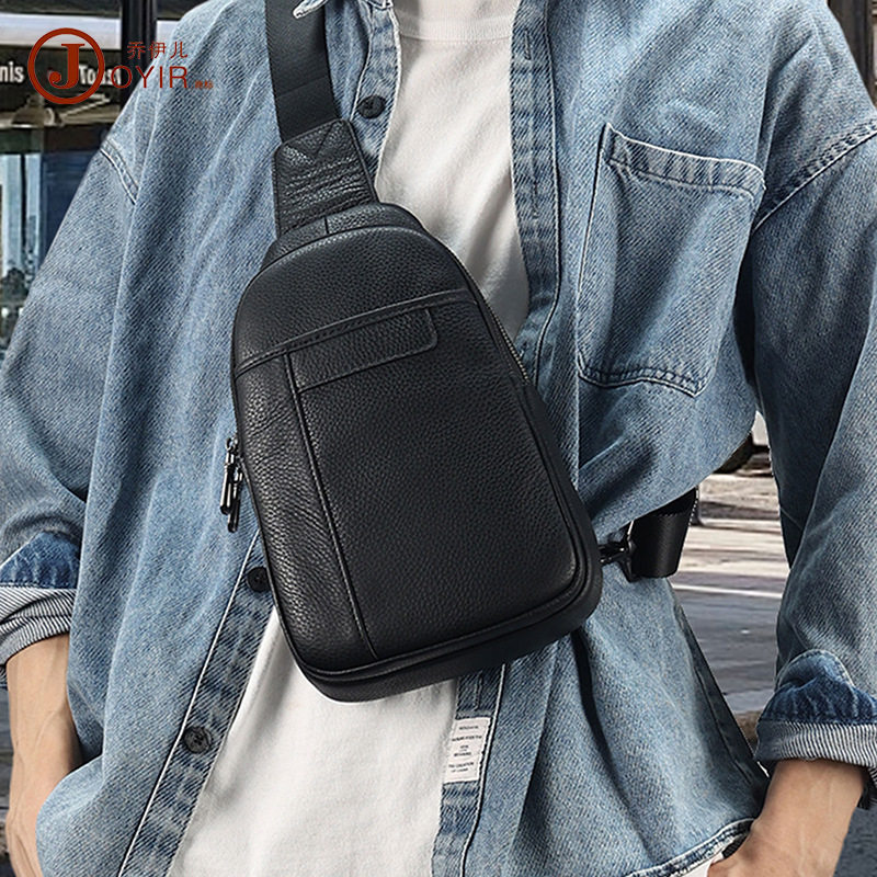 胸包男包男士斜挎包男款高级感胸前包男士包休闲时尚胸包真皮外贸