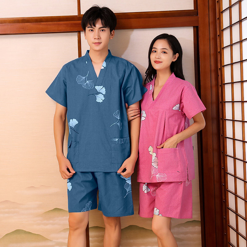 大码加厚汗蒸服零售棉布桑拿服情侣款浴衣足疗服源头工厂