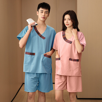 芈竹贡麻汗蒸服女情侣大码男桑拿服足疗洗浴按摩浴衣家居睡衣