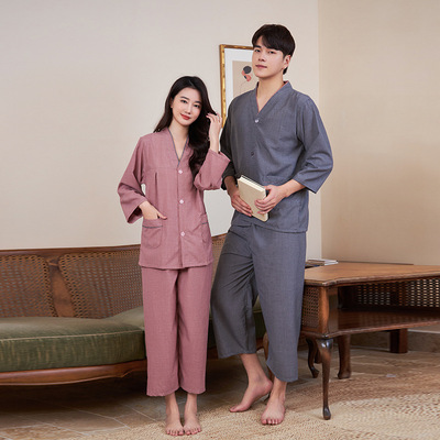 艾灸服前后开扣长袖长裤男女情侣针灸理疗服棉质刮痧推油服按摩足