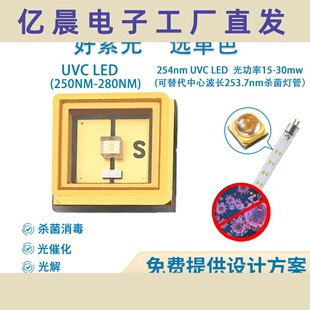 UVC3535紫光254nm/275nm光功率40mW杀菌消毒二极管led灯珠