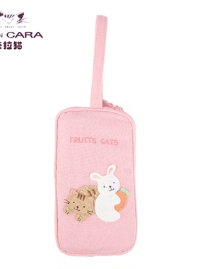HIKOSEN CARA卡拉猫Fruits cats手拿包可爱帆布糖果色女手机包包